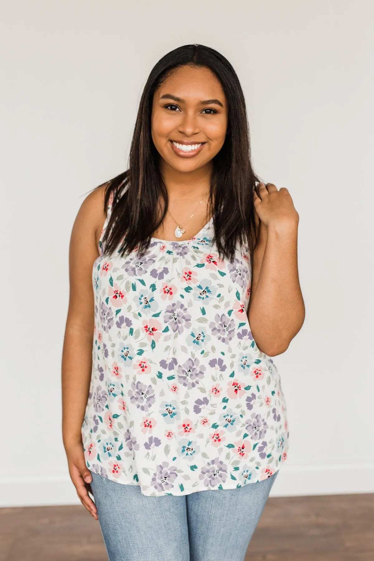 Times Are Changing Floral Tank Top- Ivory