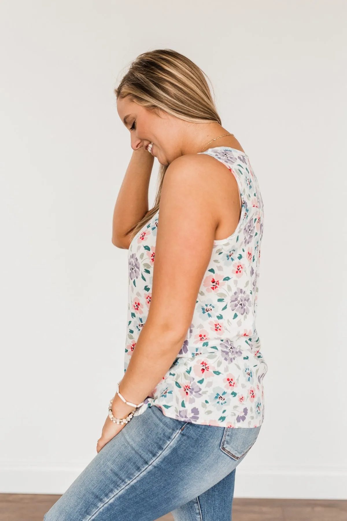 Times Are Changing Floral Tank Top- Ivory