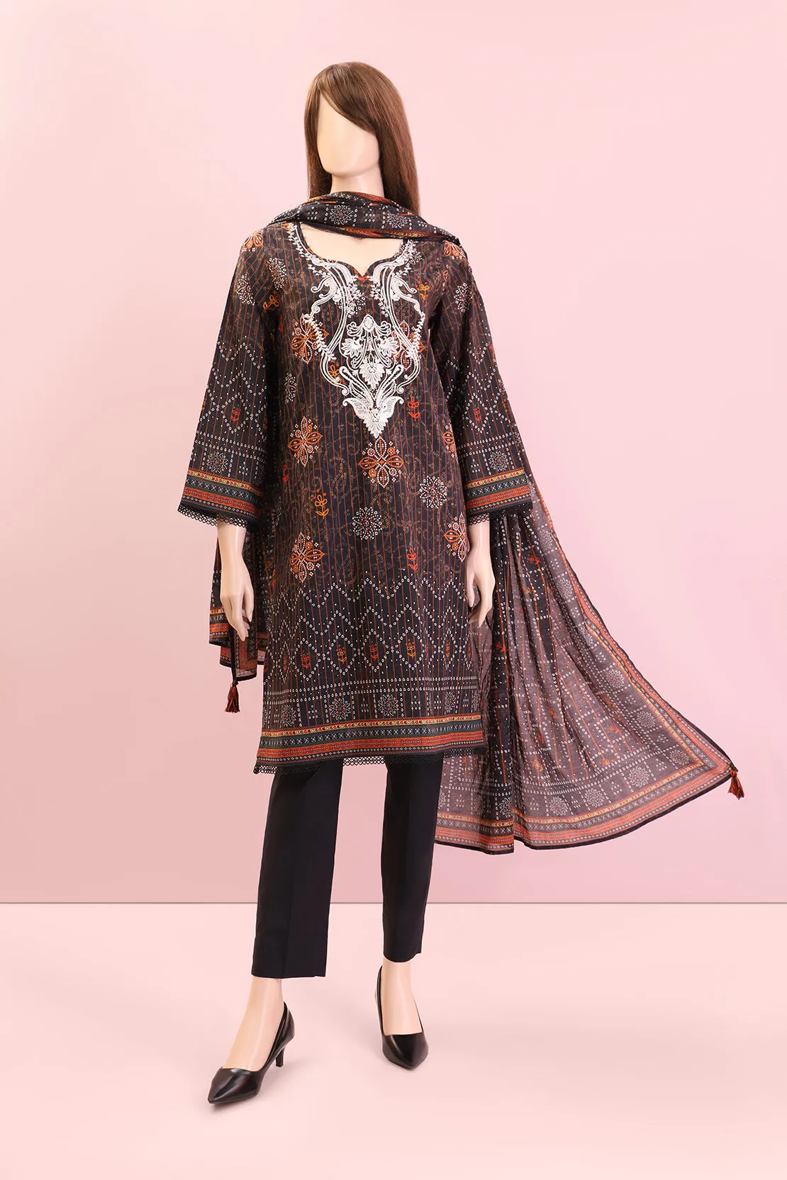 Unstitched Printed Embroidered Lawn 3 Piece (Saffron by SAYA)