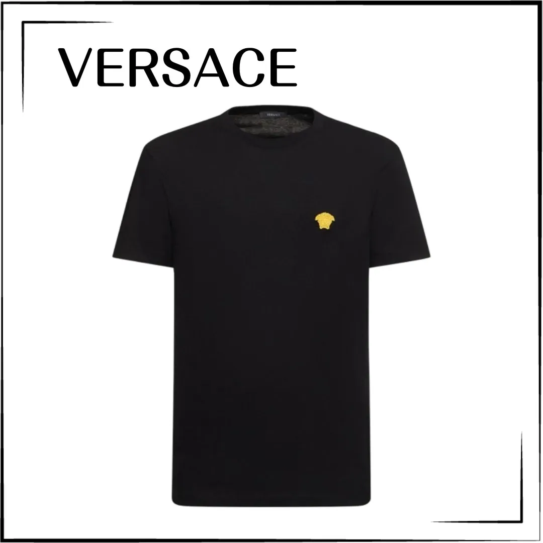 VERSACE  |Crew Neck Cotton Short Sleeves Logo Luxury