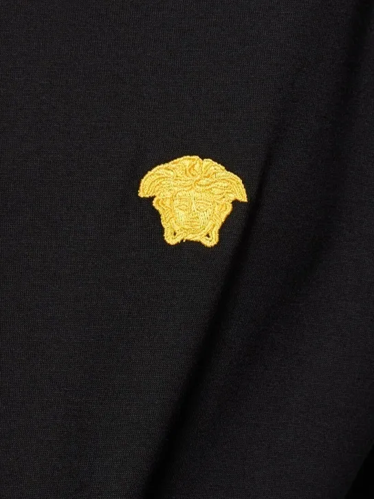 VERSACE  |Crew Neck Cotton Short Sleeves Logo Luxury