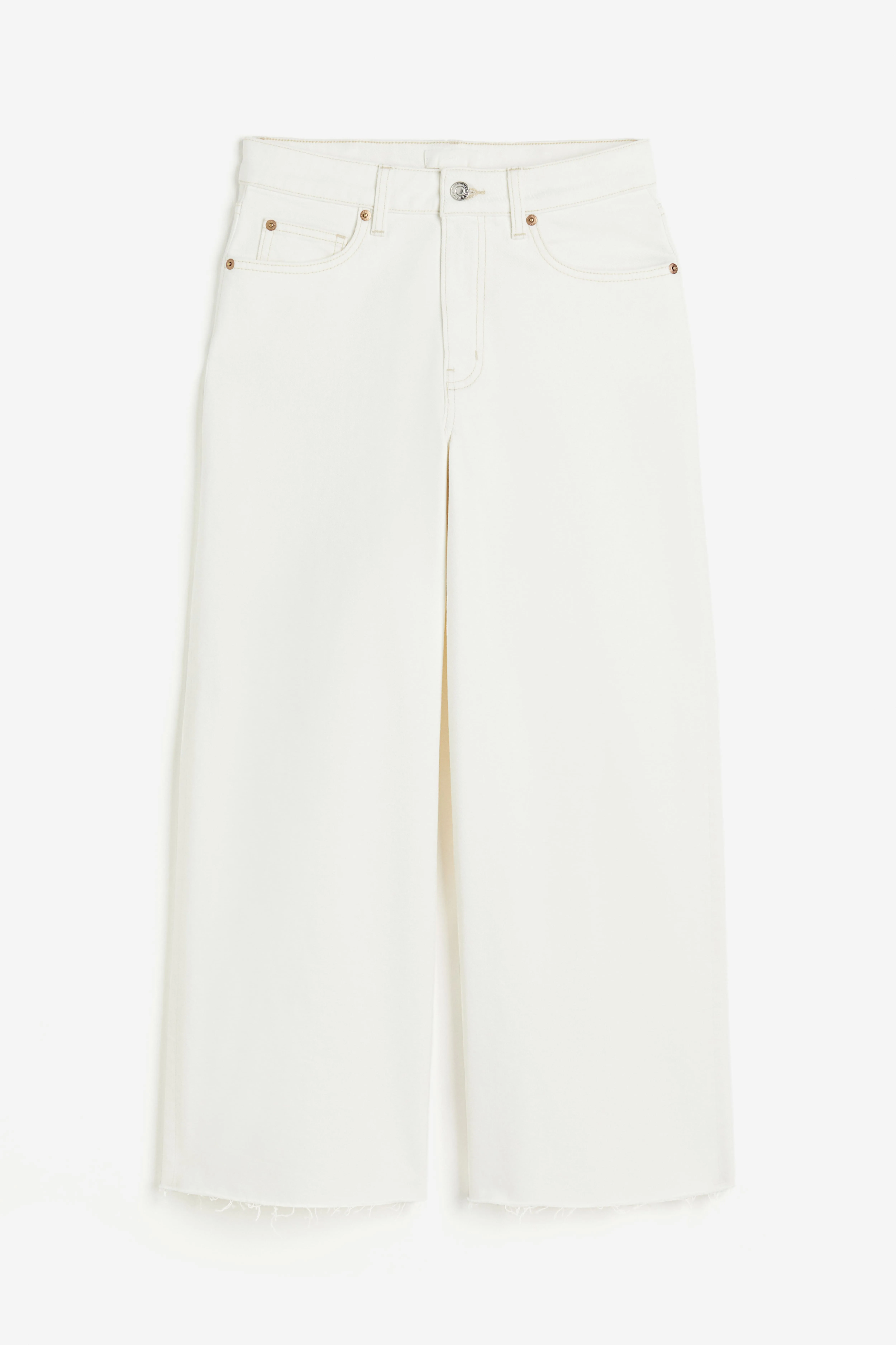 Wide High Ankle Jeans - High waist - Ankle length - White - Ladies | H&M GB