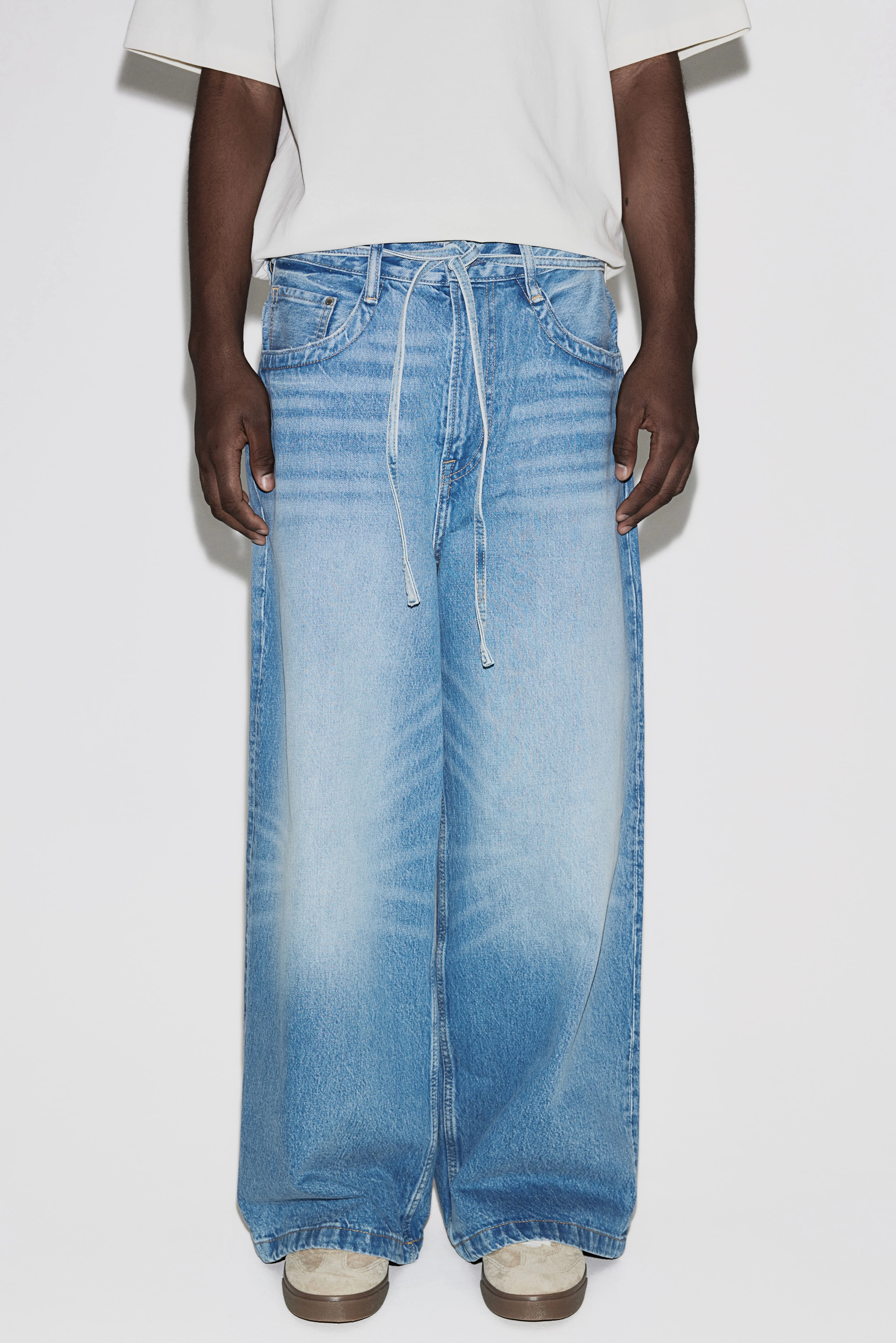 Wide Jeans - Regular waist - Long - Denim blue - Men | H&M GB