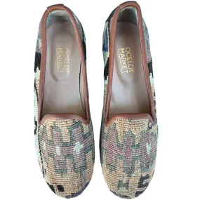 Women's Turkish Kilim Loafers | Tan & Grey