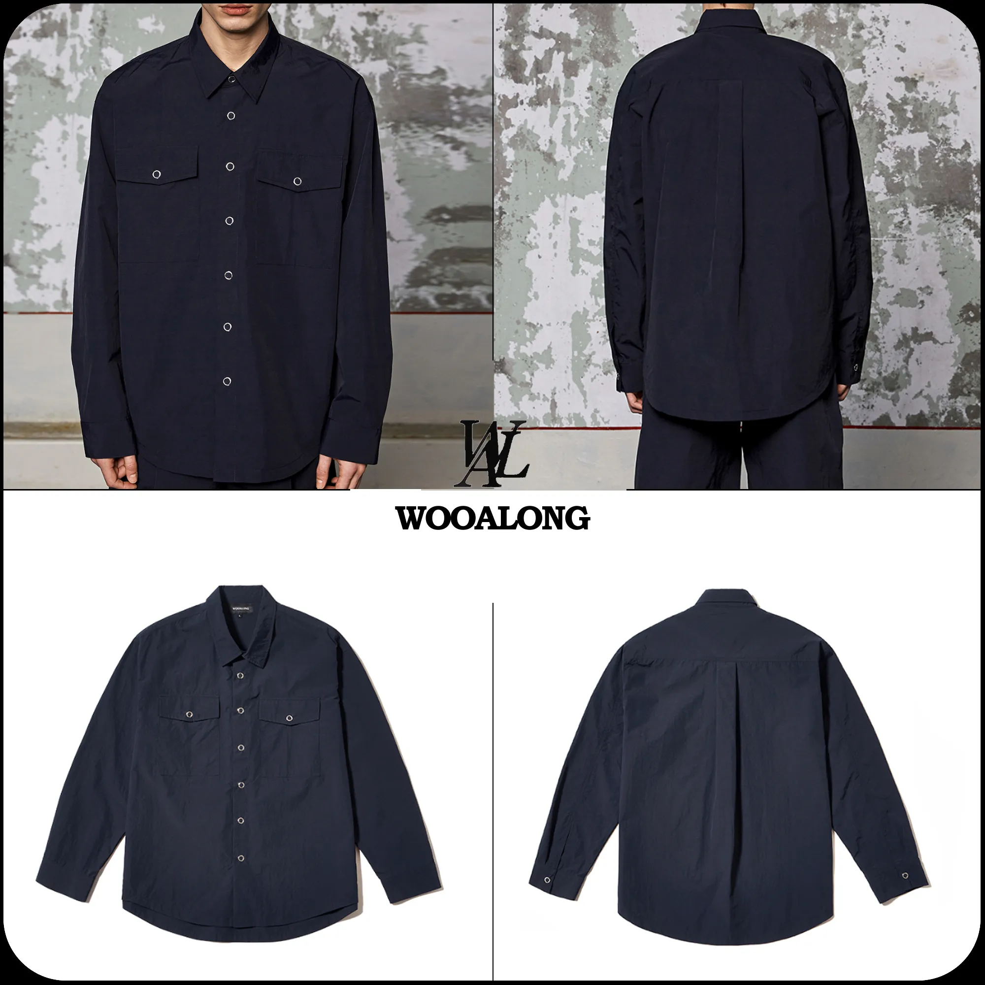 WOOALONG  |[WOOALONG]★Nylon over fit shacket