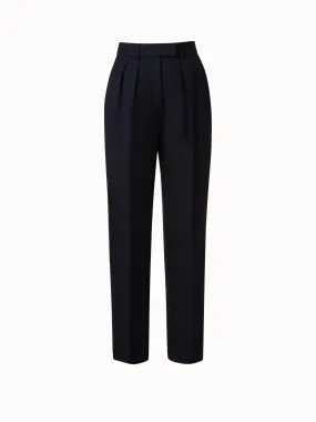 Wool Double-Face Pleated Tapered Pants