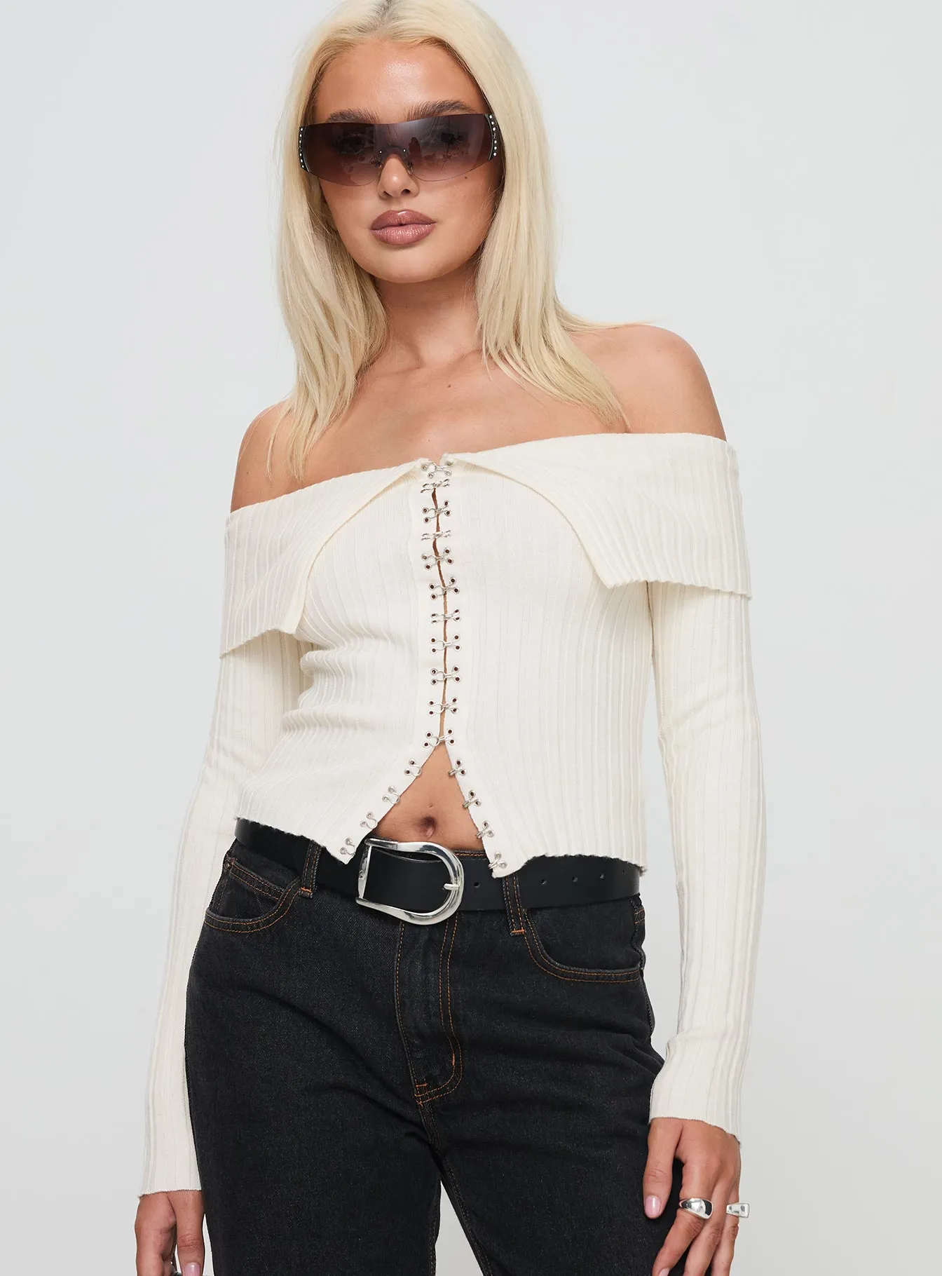 Worthington Long Sleeve Top Cream