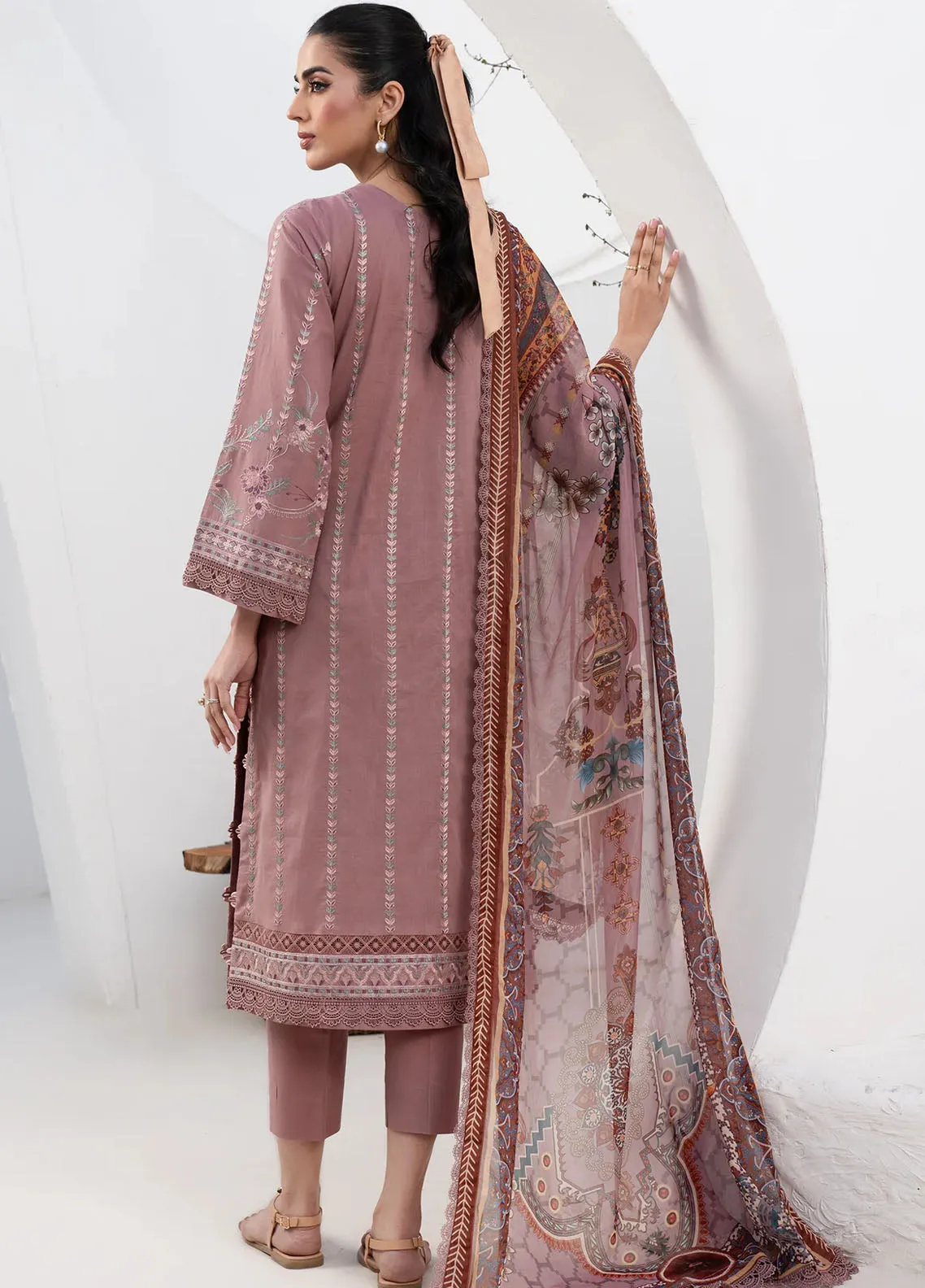 Zarif Eid Lawn Embroidered & Printed Edit 3 Piece Unstitched Suit ZF24ELEPE D-05 FLORINA